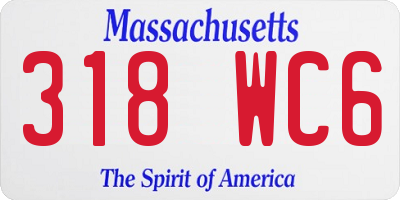 MA license plate 318WC6