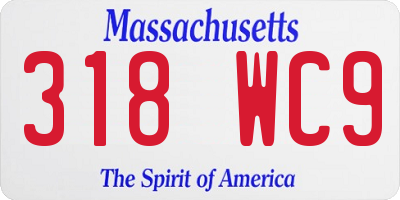MA license plate 318WC9
