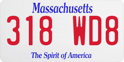 MA license plate 318WD8
