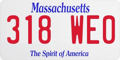 MA license plate 318WE0