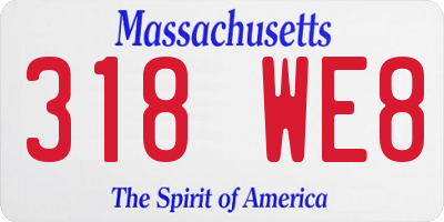 MA license plate 318WE8