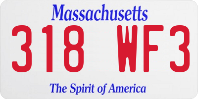 MA license plate 318WF3