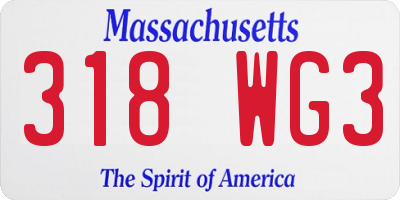 MA license plate 318WG3