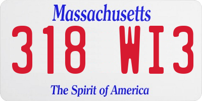 MA license plate 318WI3