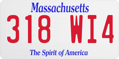 MA license plate 318WI4