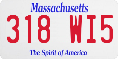MA license plate 318WI5