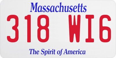 MA license plate 318WI6