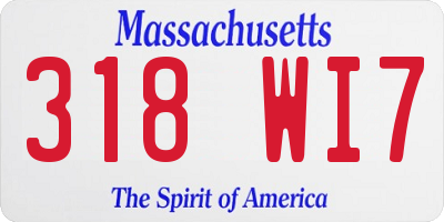 MA license plate 318WI7