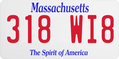 MA license plate 318WI8