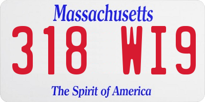 MA license plate 318WI9
