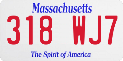 MA license plate 318WJ7