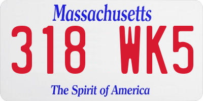 MA license plate 318WK5