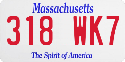 MA license plate 318WK7