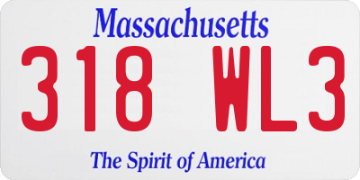 MA license plate 318WL3