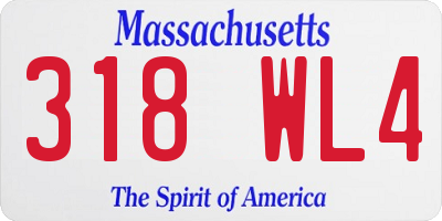MA license plate 318WL4