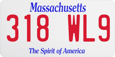 MA license plate 318WL9
