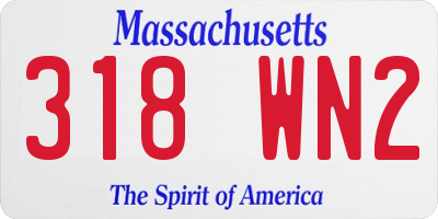 MA license plate 318WN2