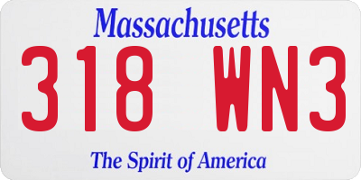 MA license plate 318WN3