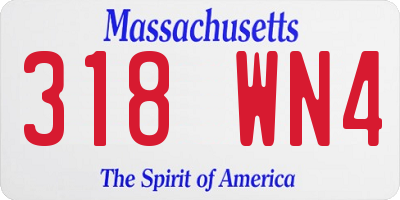 MA license plate 318WN4