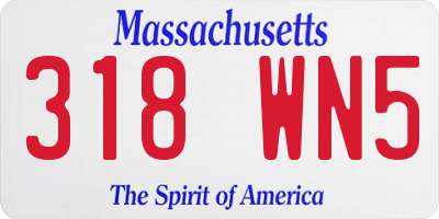 MA license plate 318WN5