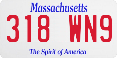 MA license plate 318WN9