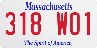 MA license plate 318WO1