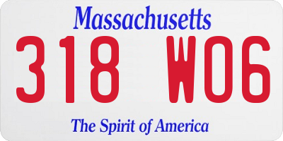 MA license plate 318WO6
