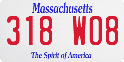MA license plate 318WO8