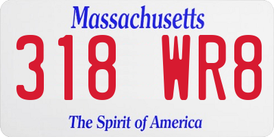 MA license plate 318WR8