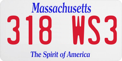 MA license plate 318WS3