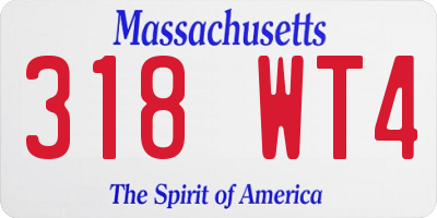 MA license plate 318WT4