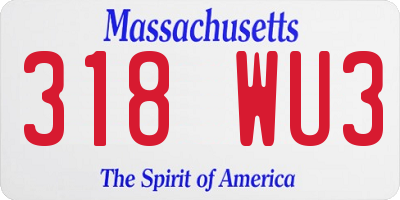 MA license plate 318WU3