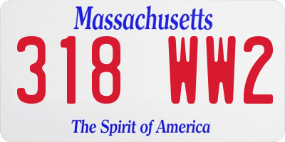 MA license plate 318WW2