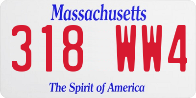 MA license plate 318WW4
