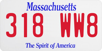 MA license plate 318WW8