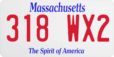 MA license plate 318WX2