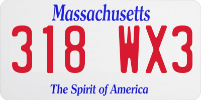 MA license plate 318WX3