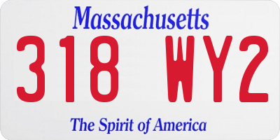 MA license plate 318WY2