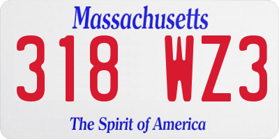 MA license plate 318WZ3