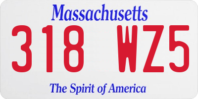 MA license plate 318WZ5