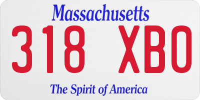 MA license plate 318XB0