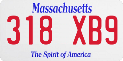 MA license plate 318XB9
