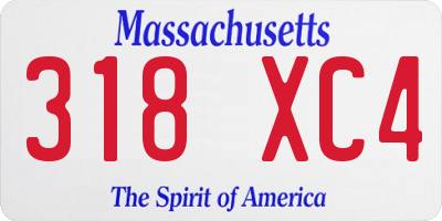 MA license plate 318XC4