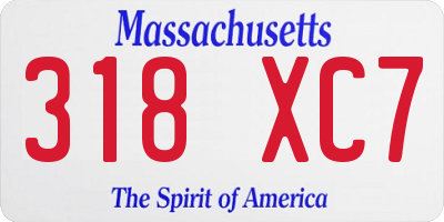 MA license plate 318XC7