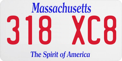 MA license plate 318XC8
