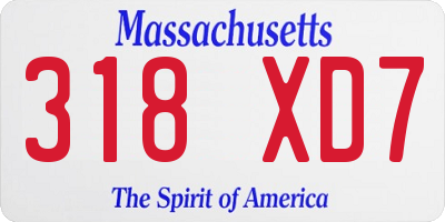 MA license plate 318XD7