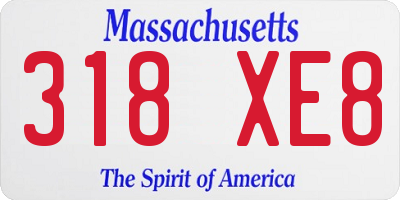 MA license plate 318XE8