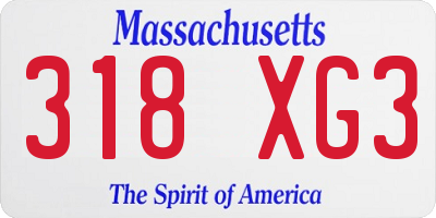 MA license plate 318XG3