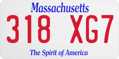 MA license plate 318XG7