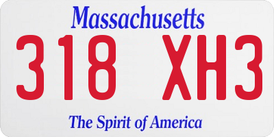MA license plate 318XH3